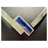 Vintage Mexican Sterling Silver Collar Necklace Sodalite Clasp