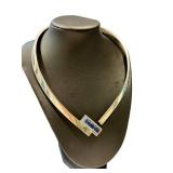 Vintage Mexican Sterling Silver Collar Necklace Sodalite Clasp