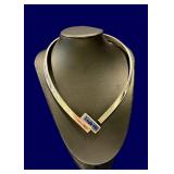 Vintage Mexican Sterling Silver Collar Necklace Sodalite Clasp