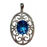 Sterling Silver Aquamarine Pendant