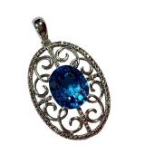 Sterling Silver Aquamarine Pendant
