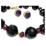 Beaded Bracelet & Earrings Set 14K Clasp
