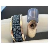 Vintage Sterling Tipit Ring & Sterling Bead Ring With Assorted Beads