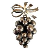 Vintage John L Denmark 830 Sterling Silver Grape Brooch