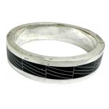 Vintage Mexican Sterling Silver Onyx Bracelet