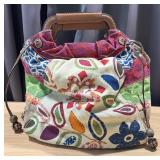 Vintage Fossil Artisan Boho Patchwork Tote Hobo Bag