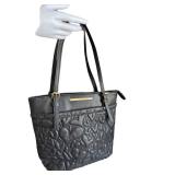 Betsey Johnson Quilted Heart Tote Bag Black Gold Hardware