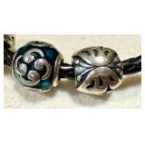 Pandora Bracelet With Retired Dolphin, Majestic Butterfly & Turquoise Zen Beads