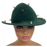 Celina Kane Green Felt Hat Gold Spike Studs