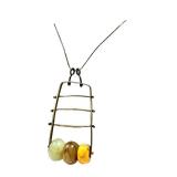 Pendant Necklace Beaded Metal 3" Pendant
