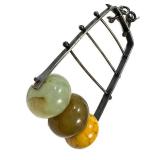 Pendant Necklace Beaded Metal 3" Pendant