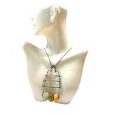Pendant Necklace Beaded Metal 3" Pendant
