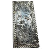 Vintage Sterling Silver Lipstick Holder Cabochon Floral Engraved