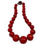Coral Bead Necklace Graduated Red Beads