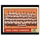 1961 Topps New York Yankees Team Card Mickey Mantle Vintage Baseball Card