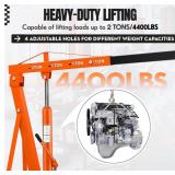 Garvee 2-Ton Folding Engine Hoist Hydraulic Shop Crane Lift With 6 Casters Telescopic Boom