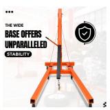 Garvee 2-Ton Folding Engine Hoist Hydraulic Shop Crane Lift With 6 Casters Telescopic Boom
