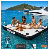 Inflatable Dock with Water Ramp, 6 inch Thick Non-Slip Inflatable Floating Dock for Dogs & Adults, Durable Drop-Stitch Floating Dock Platform for Lake, Ocean, Swimming & Fishing