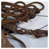 Vintage Wooden Block Pulley with some vintage cordage