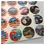 Incredible Vintage Motorcycle  70 total  Harley Davidson Motorcycles Tank Art Pogs