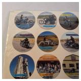 Incredible Vintage Motorcycle  70 total  Harley Davidson Motorcycles Tank Art Pogs