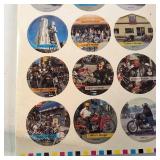 Incredible Vintage Motorcycle  70 total  Harley Davidson Motorcycles Tank Art Pogs