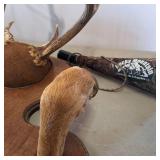 Vintage Mount - White tail deer rack with hoofed Gun Rack  2 ft wide