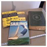 Collection of Fine Vintage Sailing related Hard Cover Books + Columbia Encyclopedia