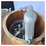 Vintage Hand Crank Ice Cream Maker  Wooden bucket, Cast aluminum and stainless