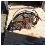 Vintage Fire Hose, 2 inches with nozzle with brass ends PR2934 with metal stand