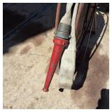 Vintage Fire Hose, 2 inches with nozzle with brass ends PR2934 with metal stand