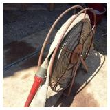 Vintage Fire Hose, 2 inches with nozzle with brass ends PR2934 with metal stand