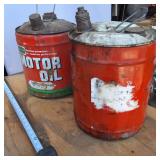 Lot of 2 Vintage 5 Gallon Oil cans