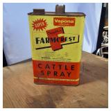 Vapona Vintage Tin Gallon Can Farmcrest Cattle Spray, SUPER, by Gamble