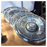 Lot of (4) Vintage Chrome Hub Caps with Logo = 14 inch diameter inside
