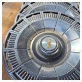 Lot of (4) Vintage Chrome Hub Caps with Logo = 14 inch diameter inside
