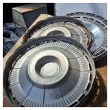 Lot of (4) Vintage Chrome Hub Caps with Logo = 14 inch diameter inside