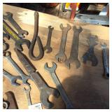 Large lot of vintage wrenches and misc tools, includes Miller Lite metal carrying pail
