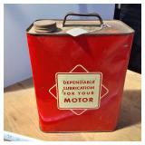 WHEATLAND SUPREME 2 gallon vintage Motor Oil Tin Can