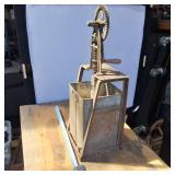 Vintage Churn made of Steel and Tin, still spins! 28 inches tall by 10 inches wide & deep