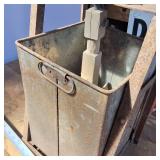 Vintage Churn made of Steel and Tin, still spins! 28 inches tall by 10 inches wide & deep