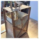 Vintage Churn made of Steel and Tin, still spins! 28 inches tall by 10 inches wide & deep