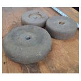 3 thick grinding stones, 7 inch, 7 inch and 8 inch