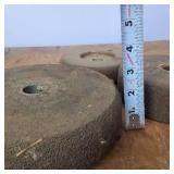 3 thick grinding stones, 7 inch, 7 inch and 8 inch