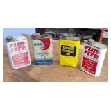 Lot of (4) Unique Pint size containers with original contents – Run Rite – Mn Linseed