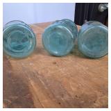 Vintage Blue Ball Jars (3) total Pint size with glass locking lids