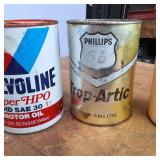 Lot of (5) Vintage Quart cans (FULL)  Valvoline Phillips 66 Trop Arctic and Diesel conditioner