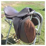 Leather English Saddle with aluminum portable stand
