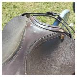 Leather English Saddle with aluminum portable stand