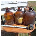 Lot of (3) Vintage Brown Gallon Bottles  Purex is one of them